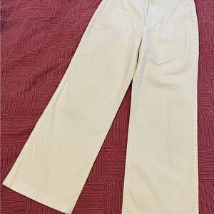 GAP Cream / soft yellow Wide Leg high rise stride ankle Pants